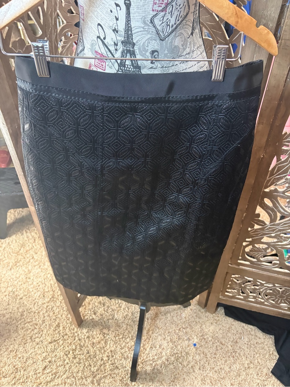 Ann Taylor Black Textured Pencil Skirt